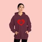 Heart Paw Hoodie — Cute Red Paw Print Animal Lover Sweatshirt