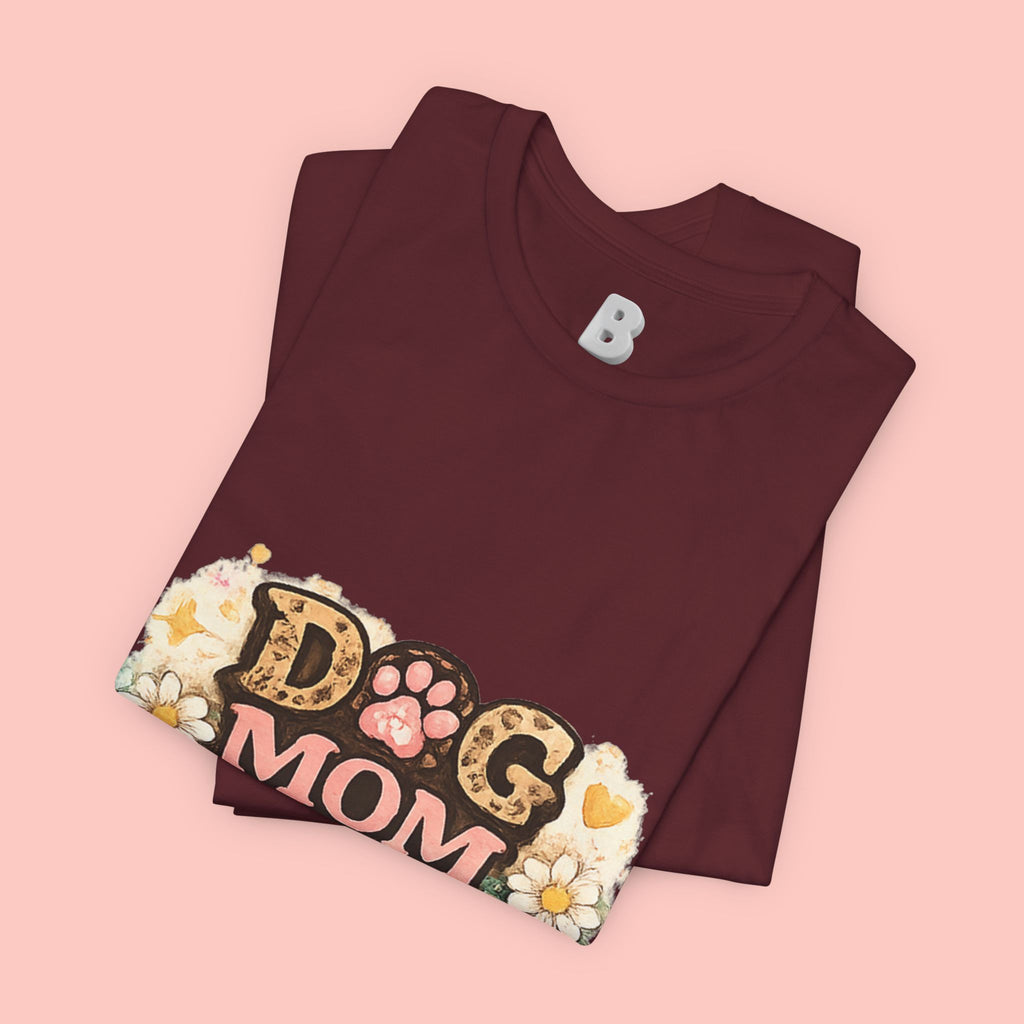 Dog Mom Forever T‑Shirt — Floral Paw Print Tee for Pet Lovers