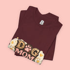 Dog Mom Forever T‑Shirt — Floral Paw Print Tee for Pet Lovers