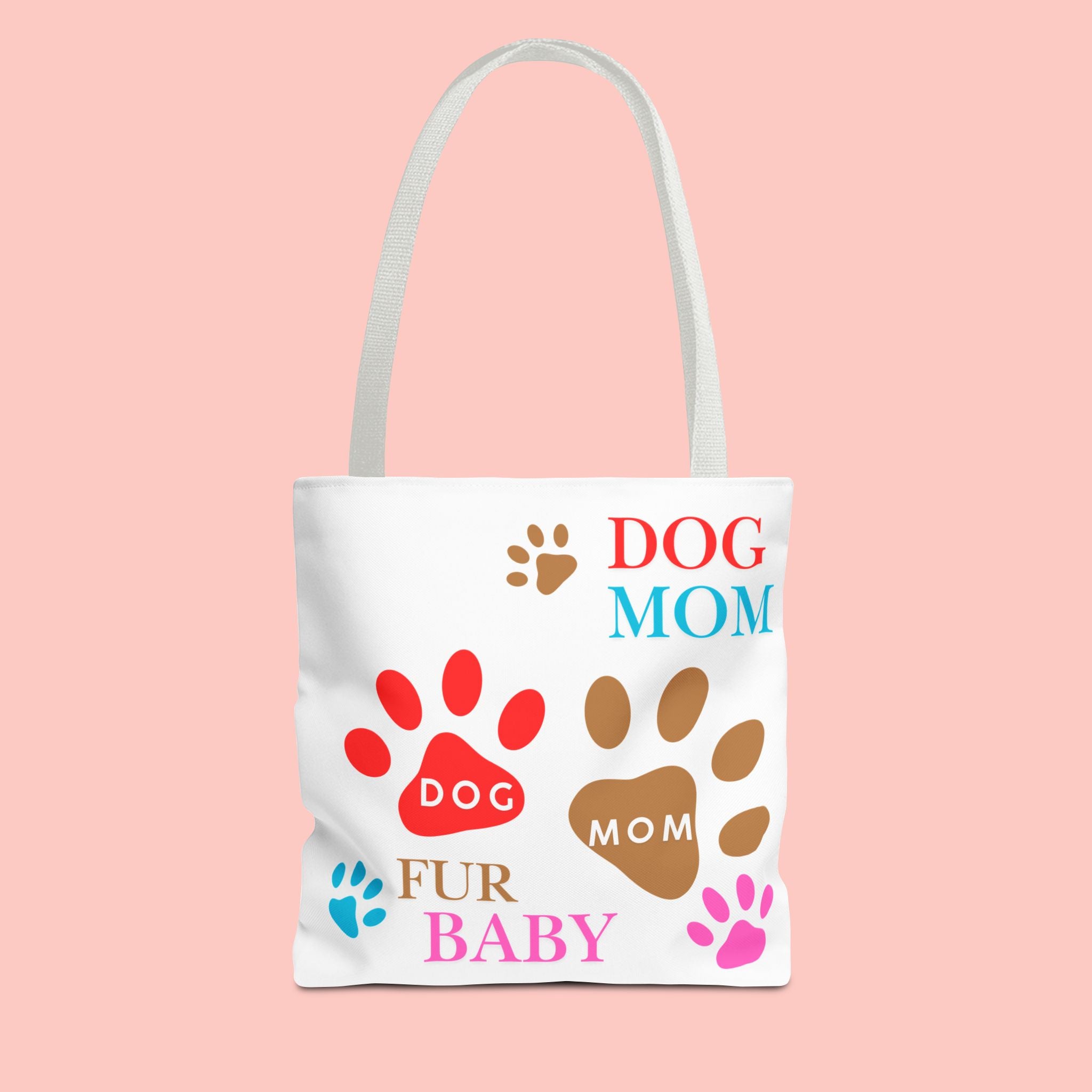 Dog Mom Tote Bag – "Fur Baby" Paw Print AOP Tote