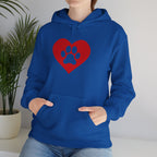 Heart Paw Hoodie — Cute Red Paw Print Animal Lover Sweatshirt