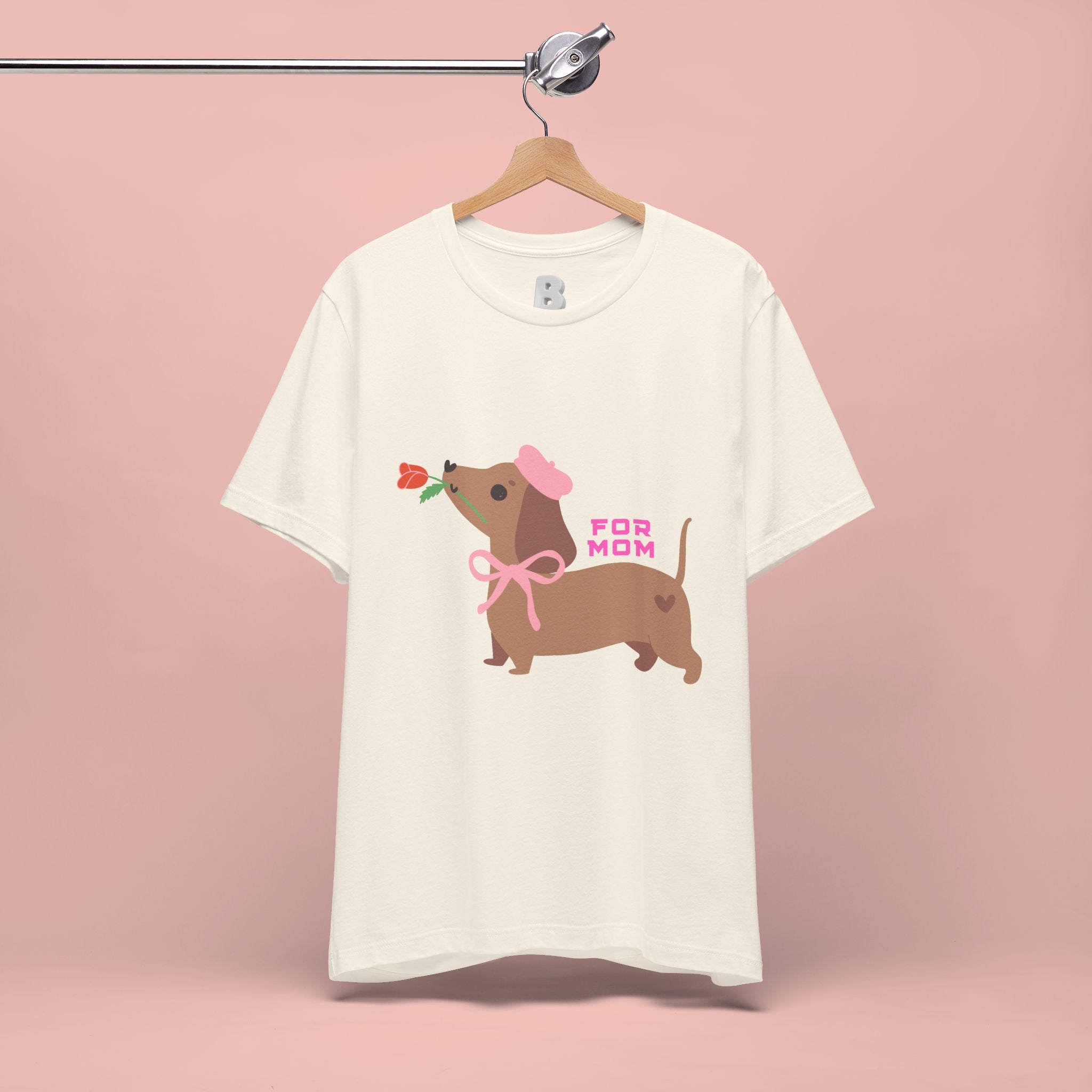 Mommy’s Dachshund Tee – Cute Dog with Rose “For Mom” Shirt