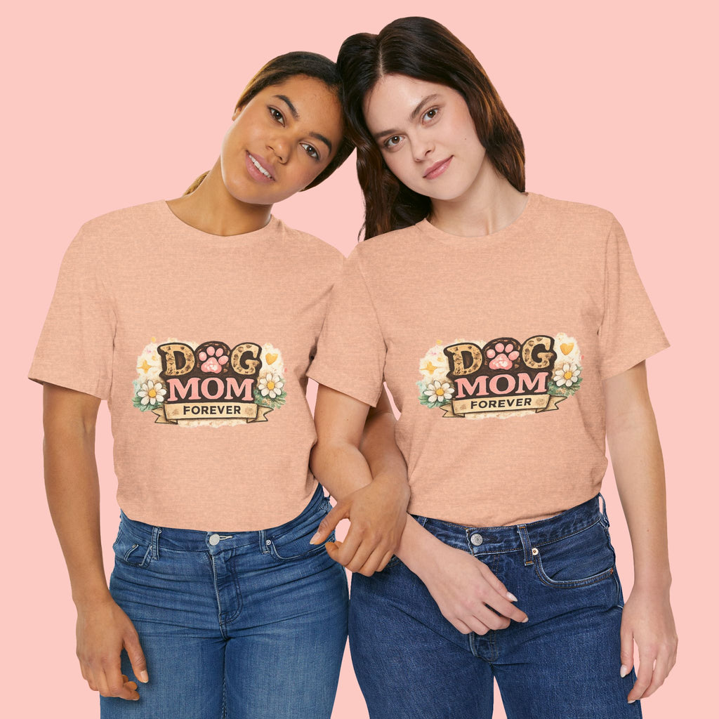 Dog Mom Forever T‑Shirt — Floral Paw Print Tee for Pet Lovers