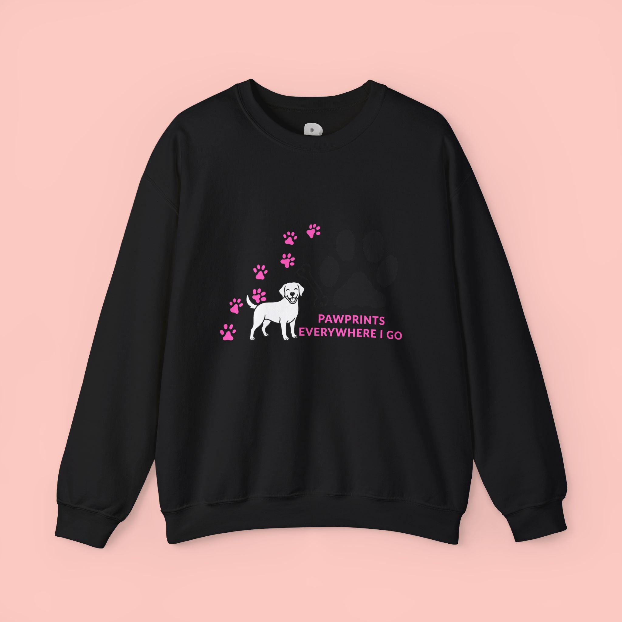 Crewneck Sweatshirt — "Pawprints Everywhere I Go" Dog Lover Graphic