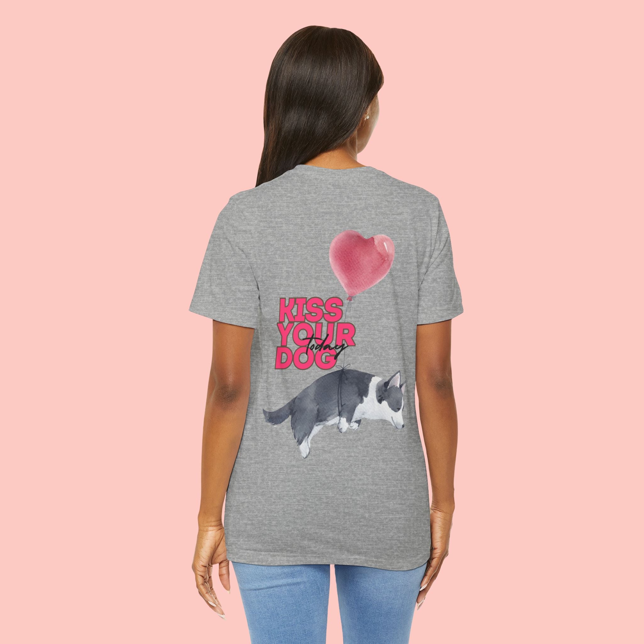 Kiss Your Dog Tee — Corgi Heart Balloon Graphic T-Shirt