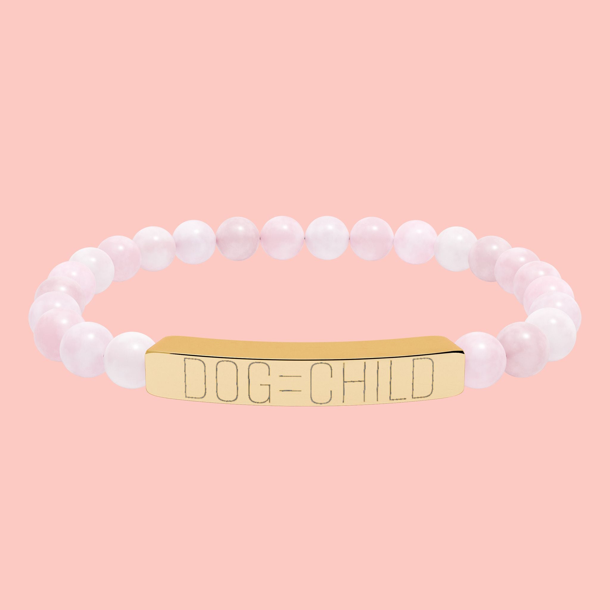 Engraved Natural Stone Bar Bracelet — Personalized Stretch Beaded Bracelet
