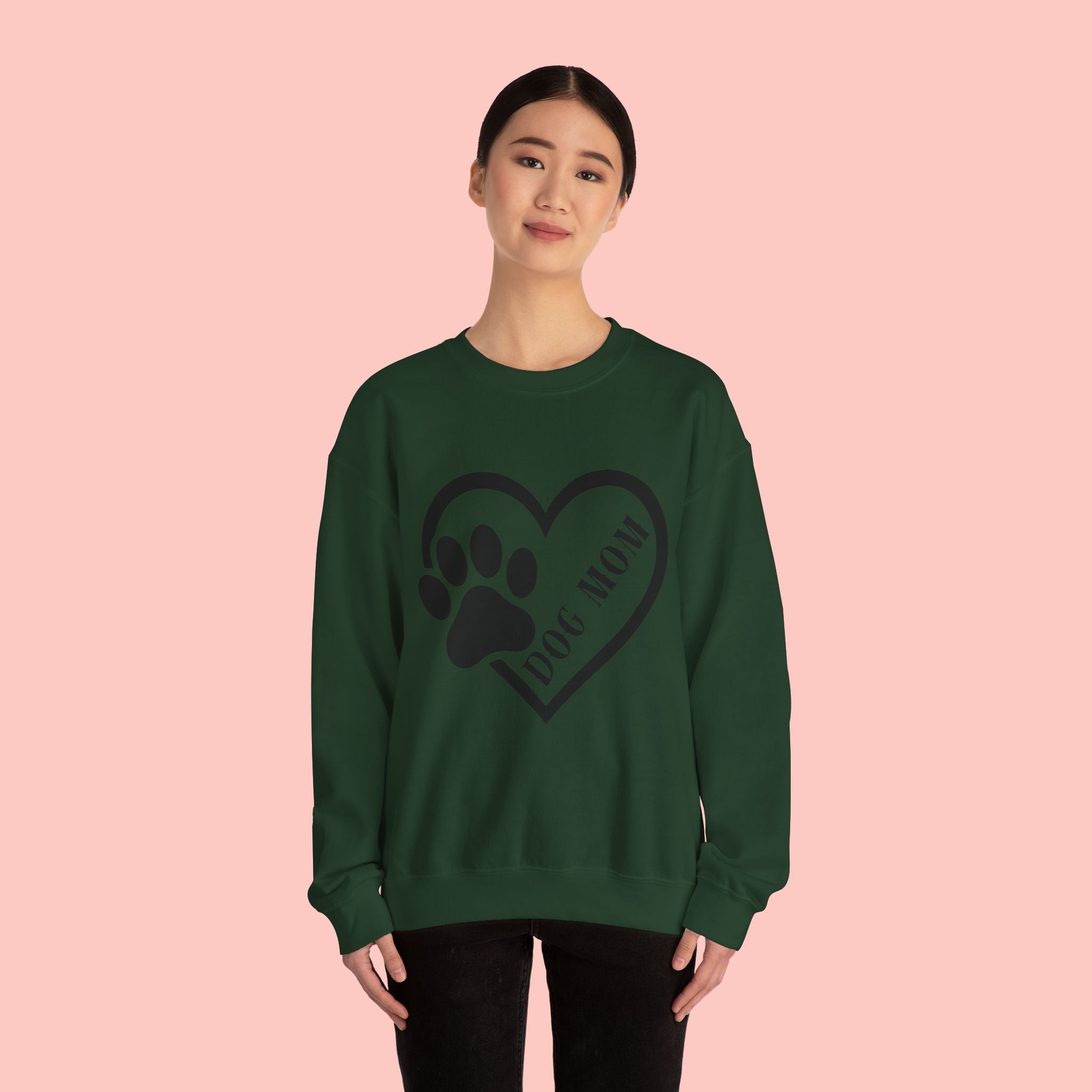 Dog Mom Heart Paw Crewneck Sweatshirt