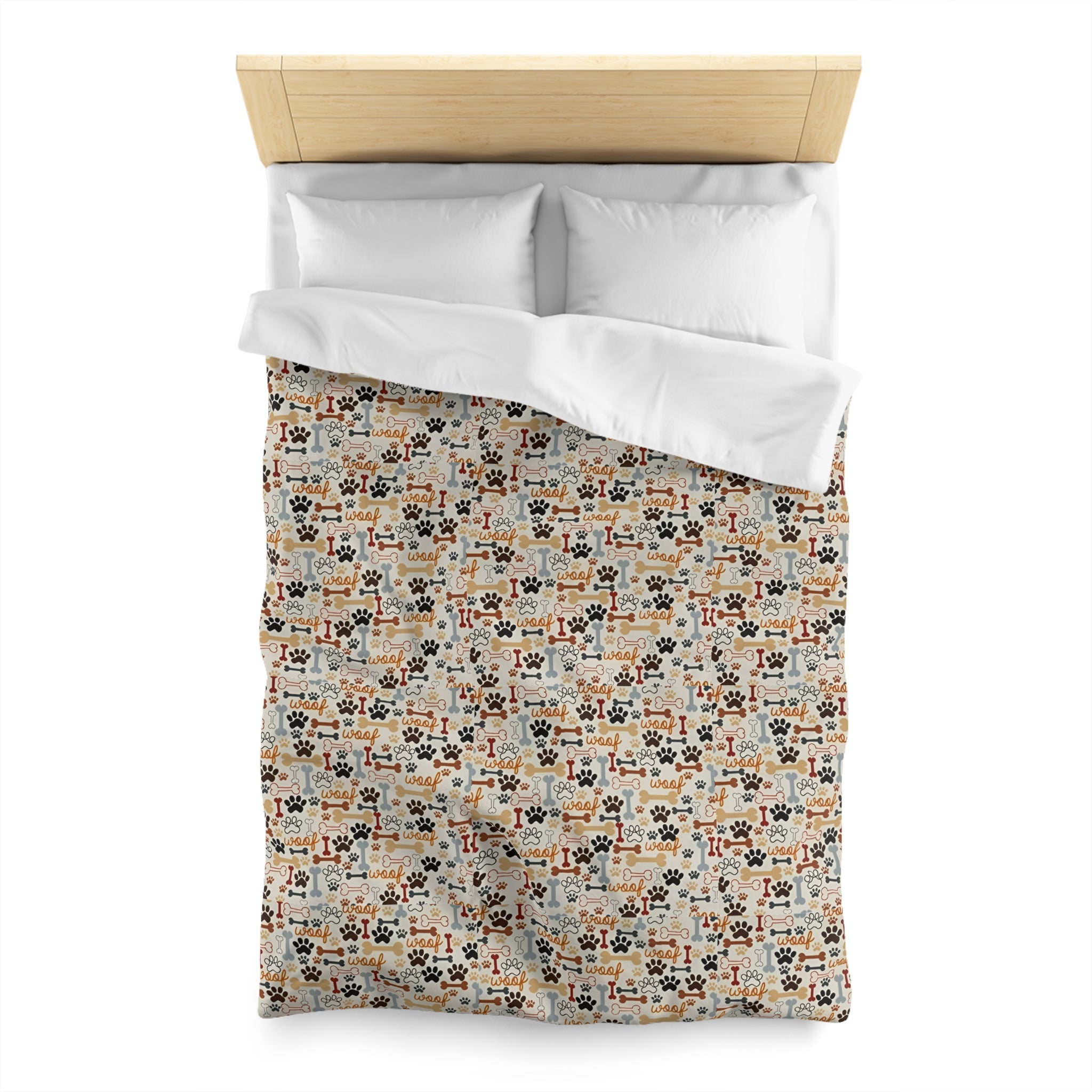 Cat Paw Print Duvet Cover — Cute Cartoon Cats & Paws Microfiber Bedding