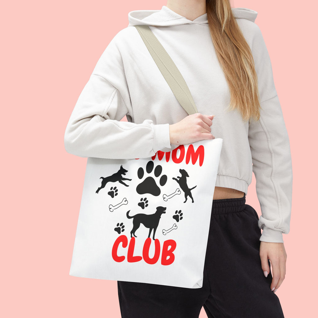 Dog Mom Club Tote Bag – Cute Paw Print Canvas Tote for Dog Lovers