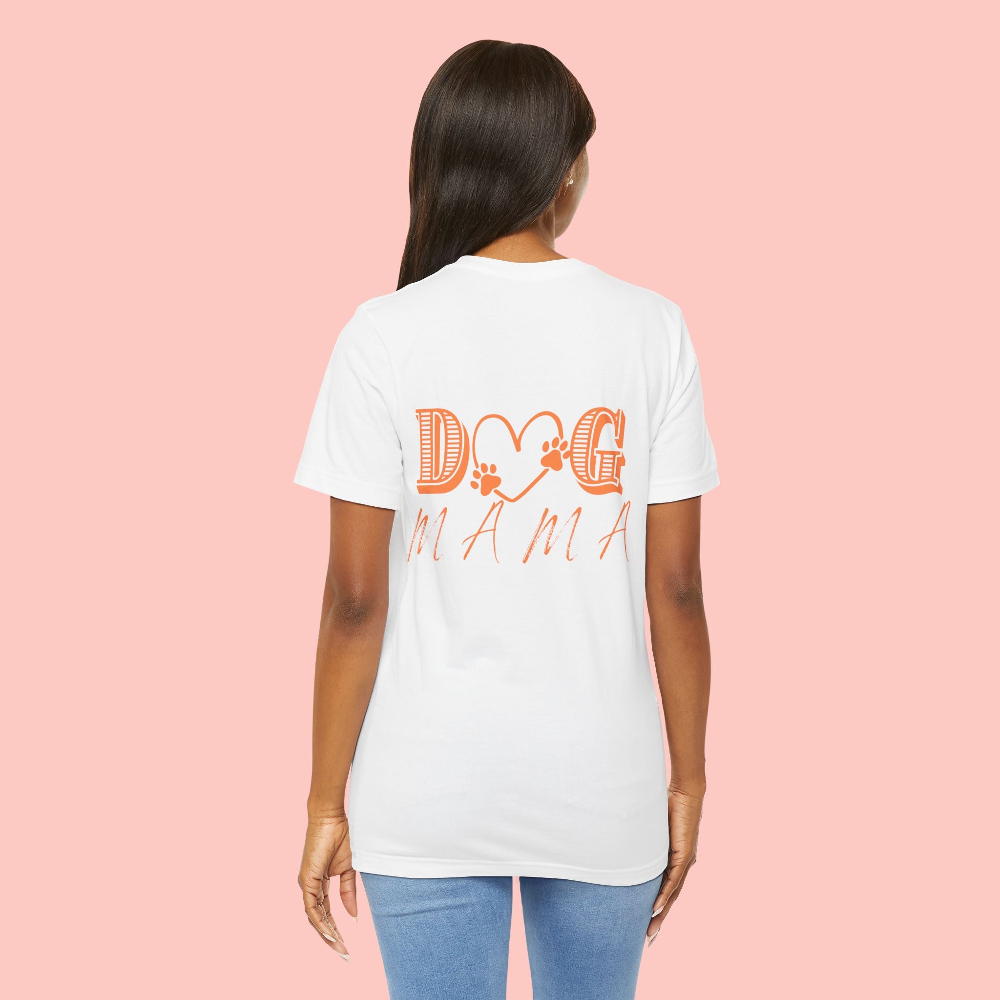 Dog Mama Tee — Retro Heart & Paw Graphic Short Sleeve Shirt