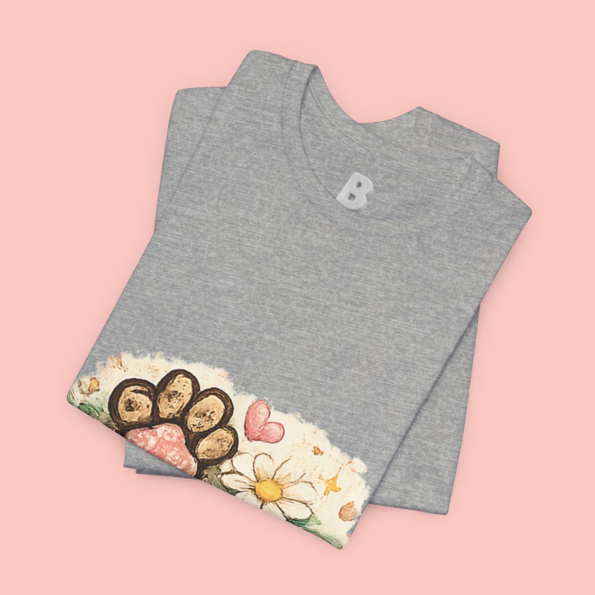 Dog Paw Floral T-Shirt — Cute Paw Print, Bone & Daisies Tee