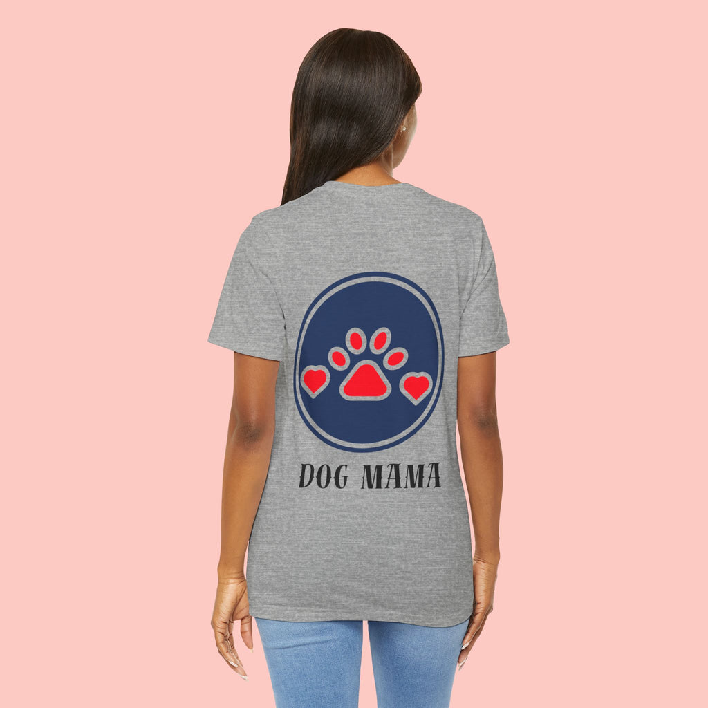 Dog Mama Tee - Paw Print Heart Graphic Short Sleeve Shirt