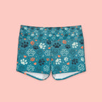 Paw Print Yoga Shorts — Women's Teal Pet Lover Activewear