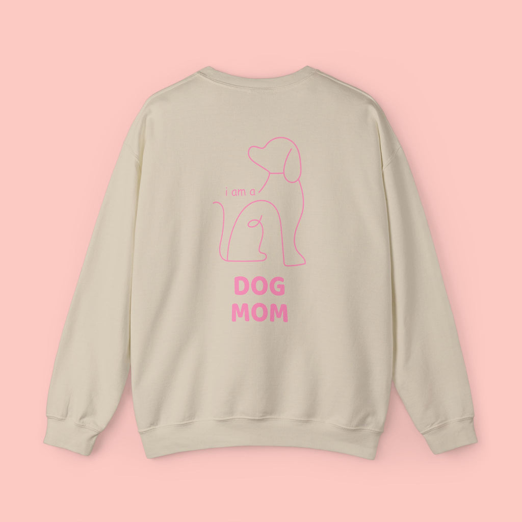 Dog Mom Crewneck Sweatshirt — Pink Minimalist Dog Outline