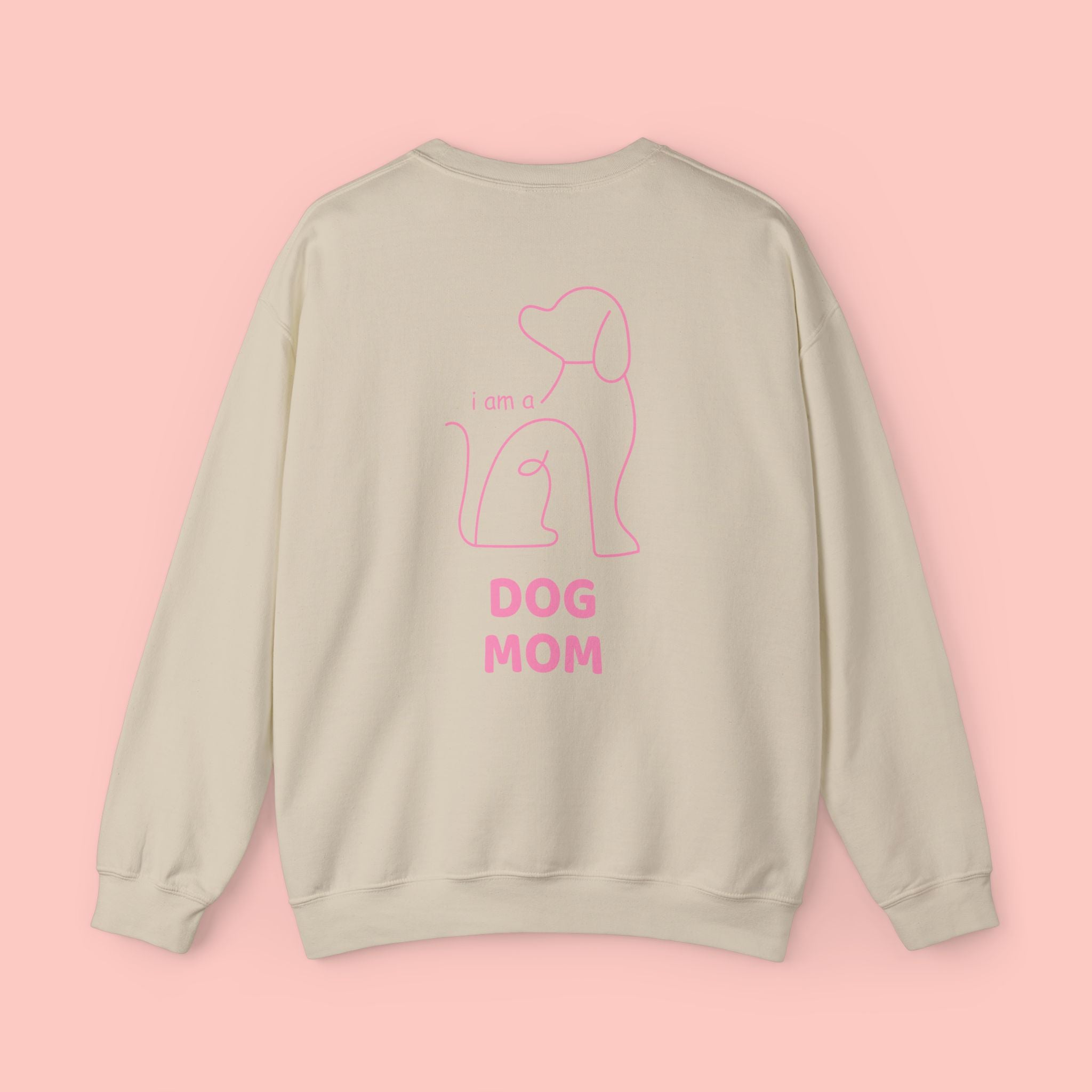 Dog Mom Crewneck Sweatshirt — Pink Minimalist Dog Outline