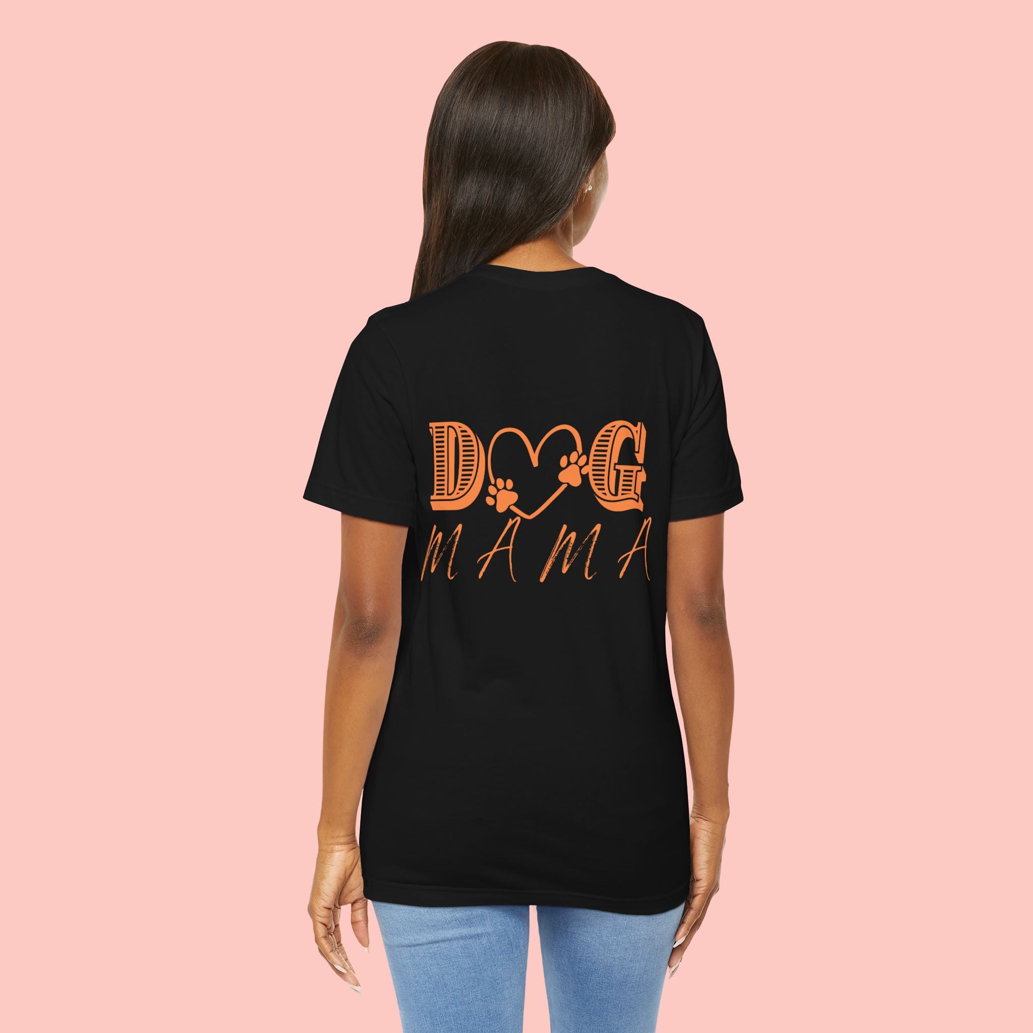 Dog Mama Tee — Retro Heart & Paw Graphic Short Sleeve Shirt