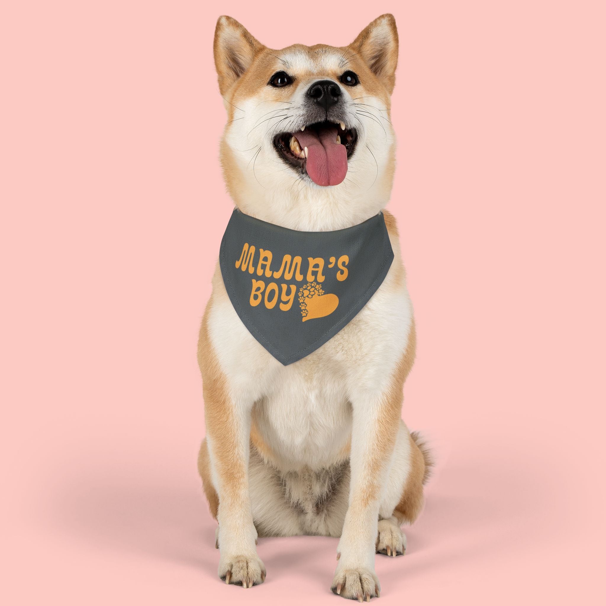 Mama's Boy Pet Bandana Collar – Cute Dog Bandana with Heart Paw Design