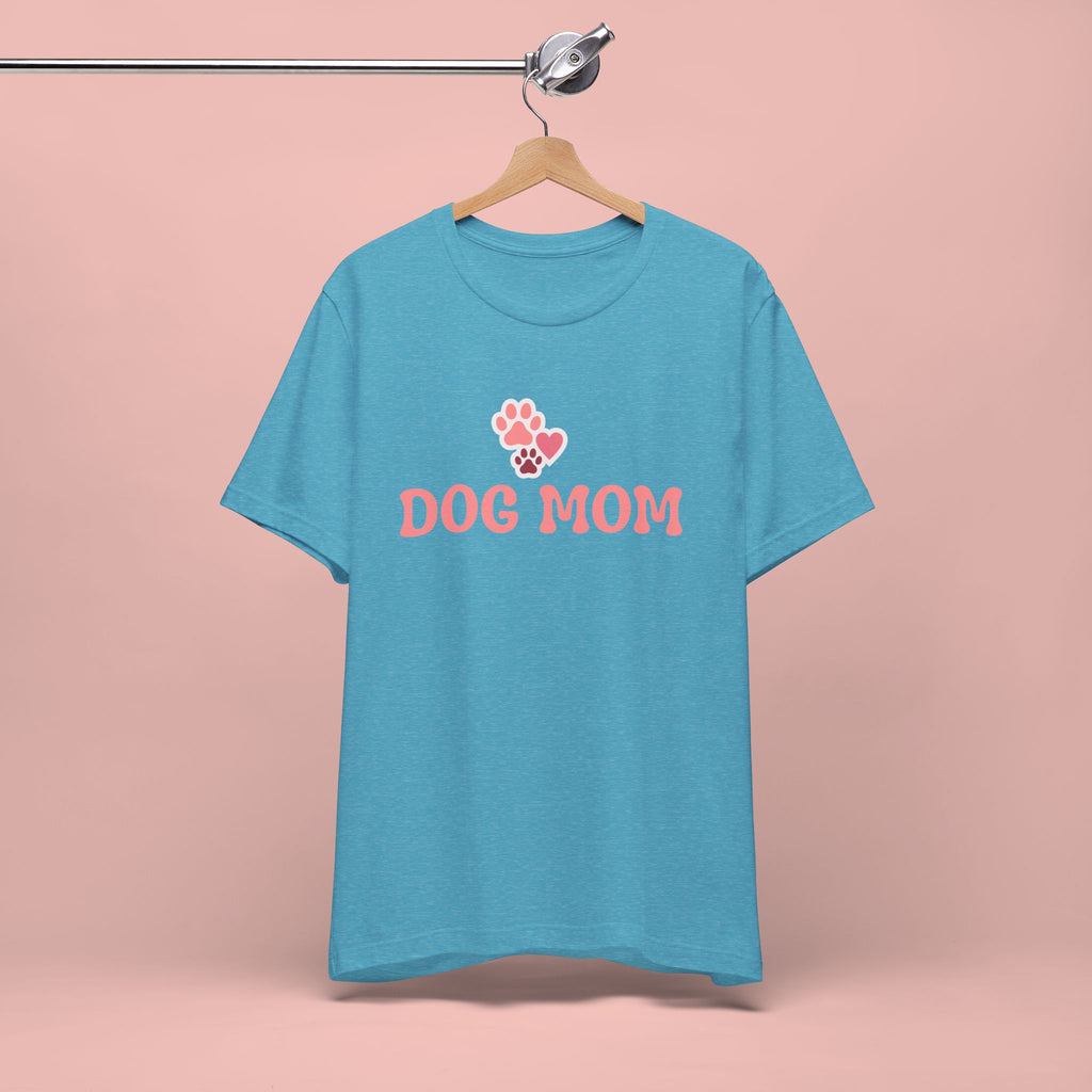 Dog Mom T-Shirt — Pink Paw Graphic Tee for Dog Lovers