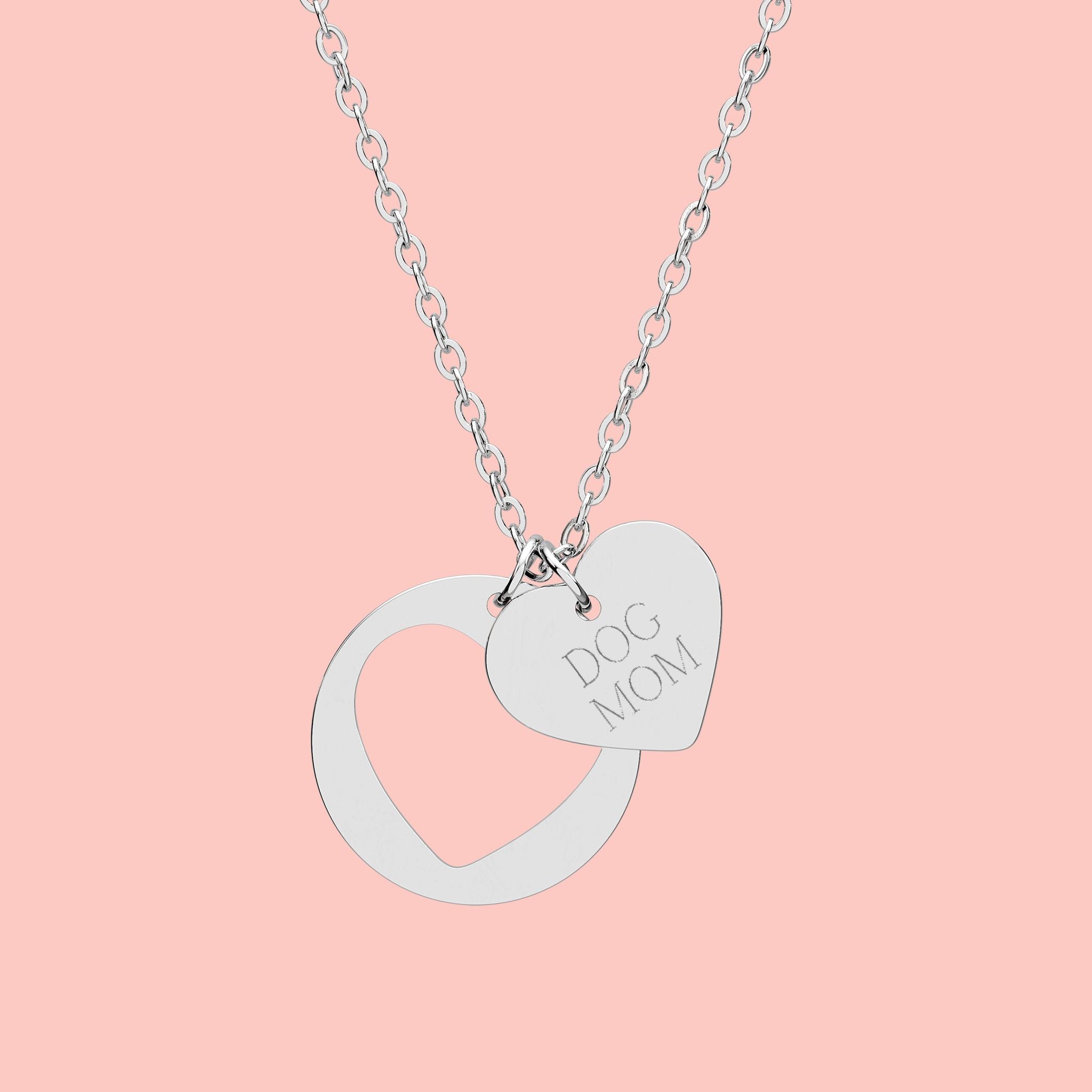 Engravable Heart Cutout Necklace — Personalized Double Pendant (Gold & Silver)