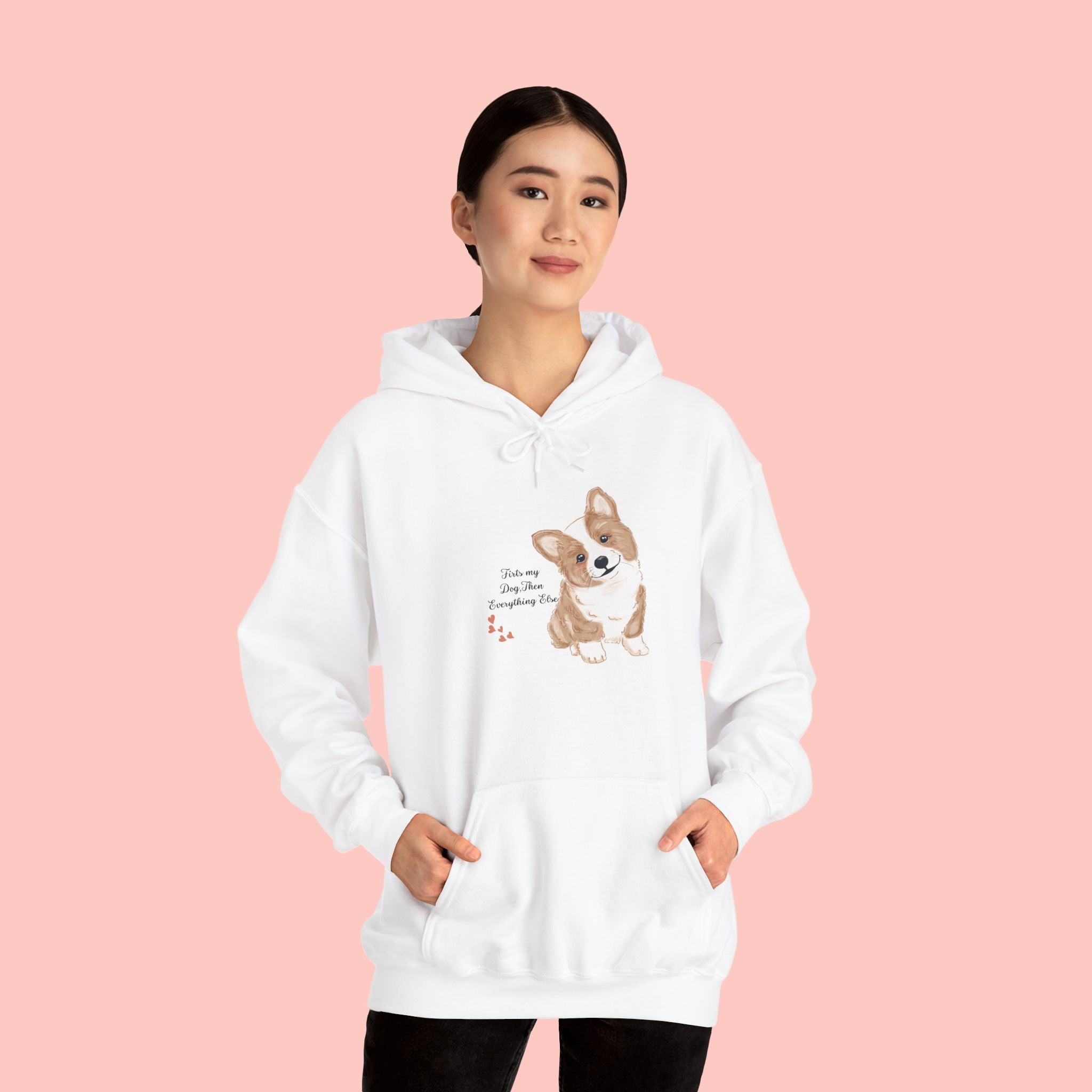 Corgi Love Hoodie — Cute Watercolor Pembroke Corgi Illustration with 'You're My Favorite' Text