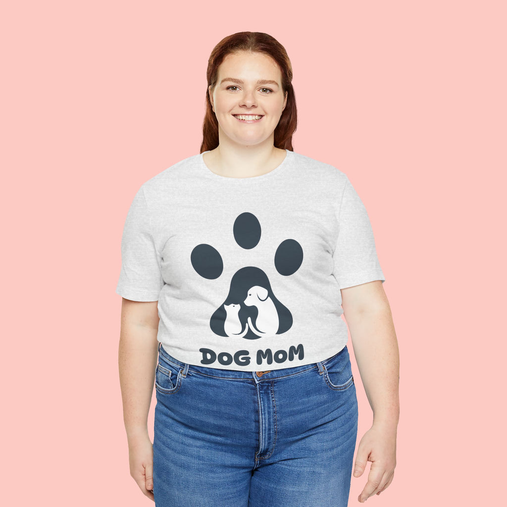 Dog Mom T‑Shirt — Paw Print with Dog & Puppy Graphic