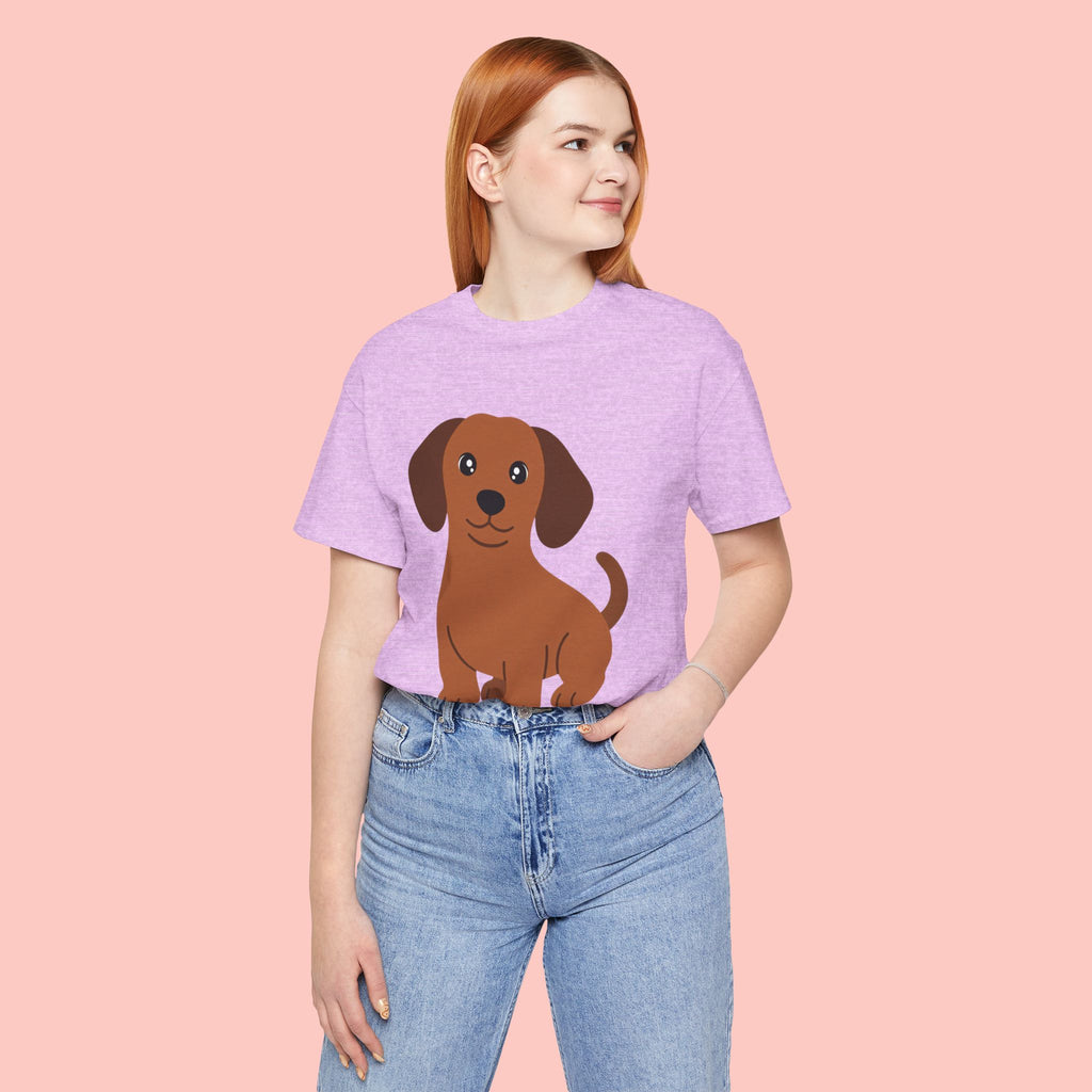 Dachshund Puppy Graphic T-Shirt — Cute Brown Dog Tee