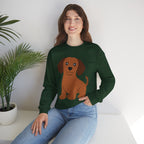 Cute Brown Puppy Sweatshirt — Cartoon Dachshund Crewneck for Dog Lovers