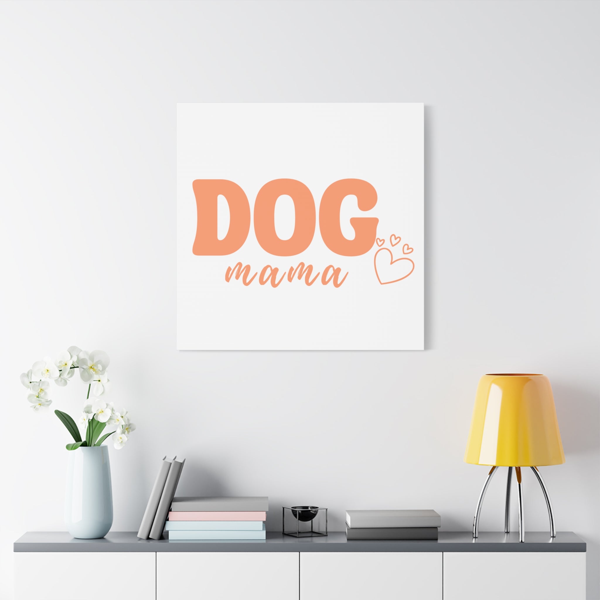 Dog Mama Matte Canvas Wall Art – Peach Script Pet Lover Decor