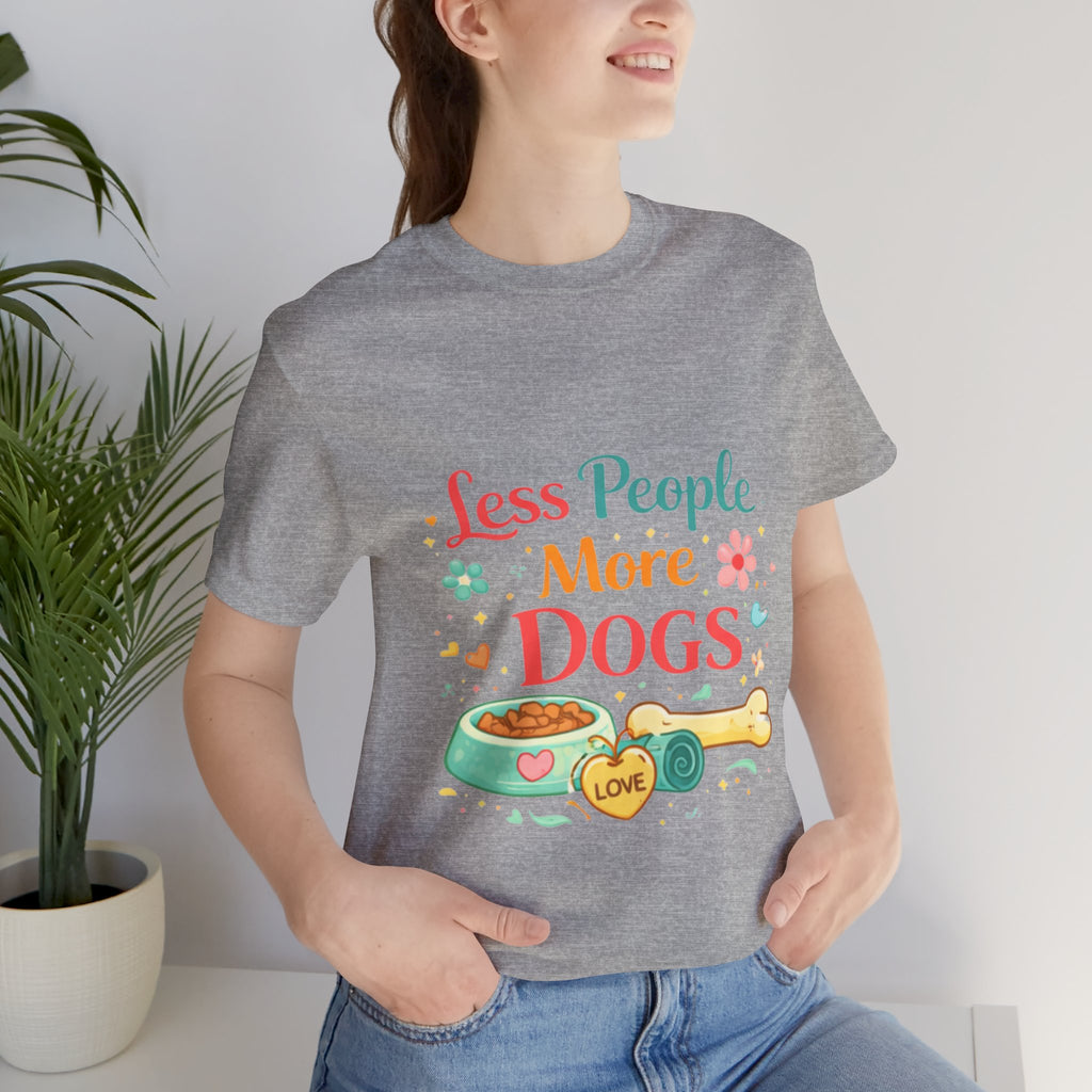 Less People More Dogs T-Shirt – Cute Dog Bowl & Bone Graphic Tee