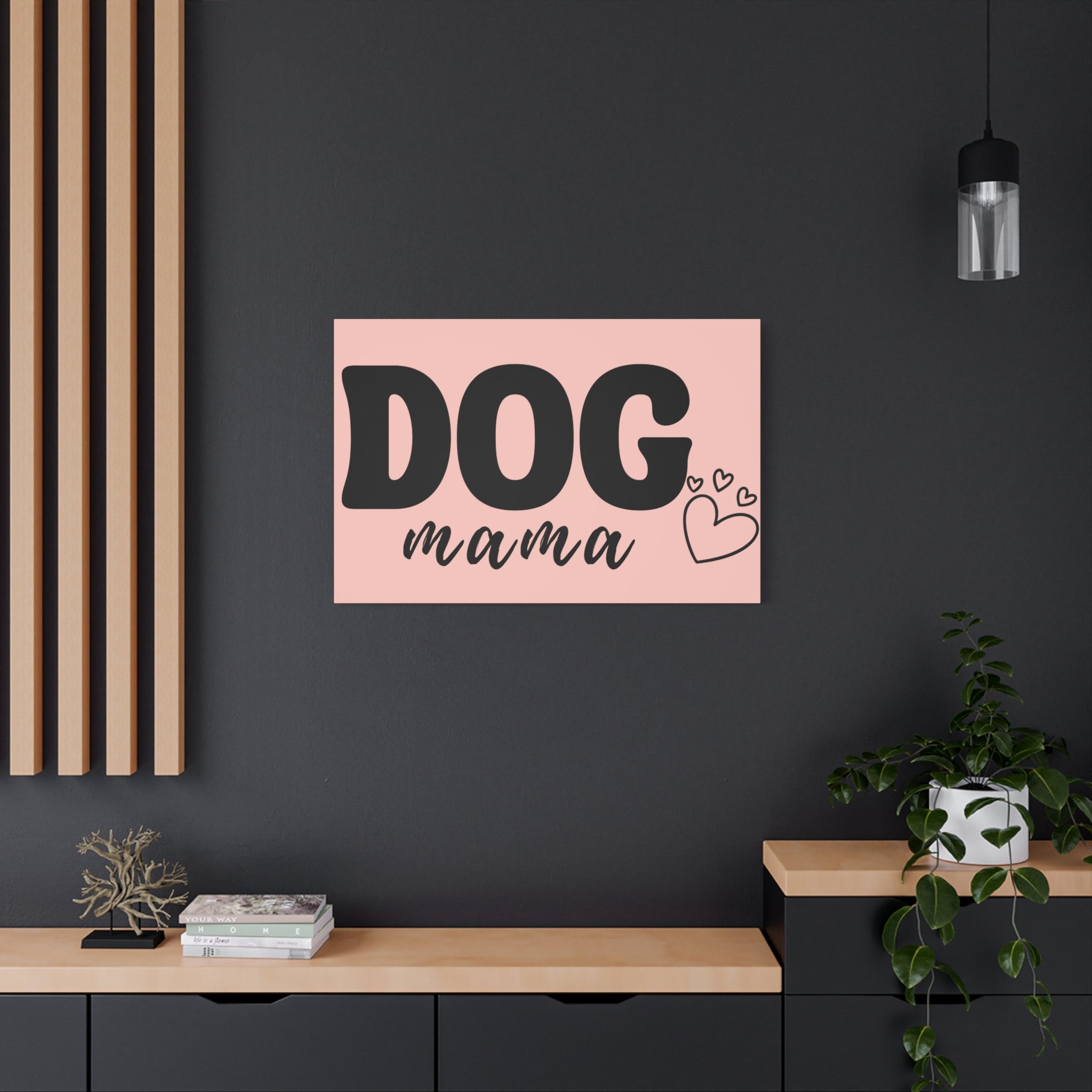 Dog Mama Pink Canvas Wall Art — Heart Pet Mom Decor