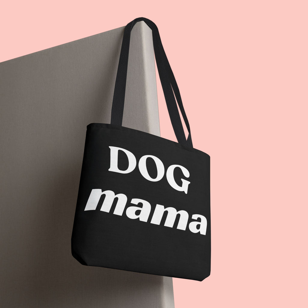 Dog Mama Tote Bag — Black Canvas Pet Lover Tote
