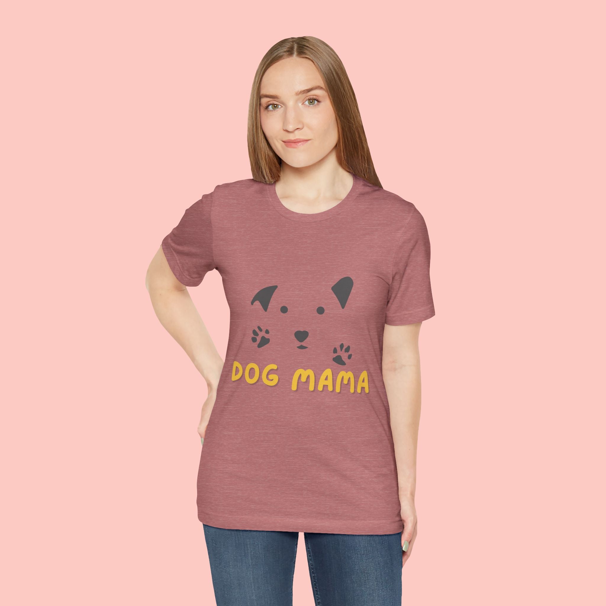 Dog Mama Graphic Tee — Cute Paw Print Dog Face T-Shirt for Dog Lovers