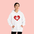 Heart Paw Hoodie — Cute Red Paw Print Animal Lover Sweatshirt