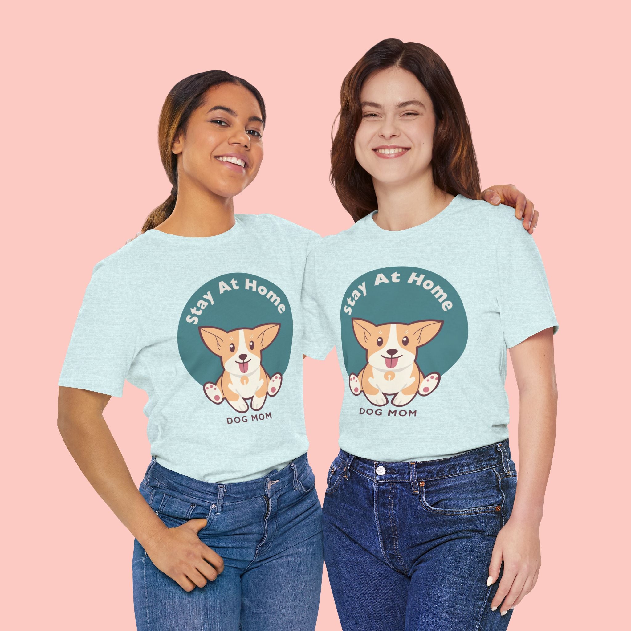 Stay At Home Dog Mom T-Shirt — Cute Corgi Graphic Tee