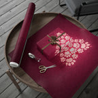 Valentine Heart Lights Wrapping Paper Roll - Romantic Burgundy Gift Wrap