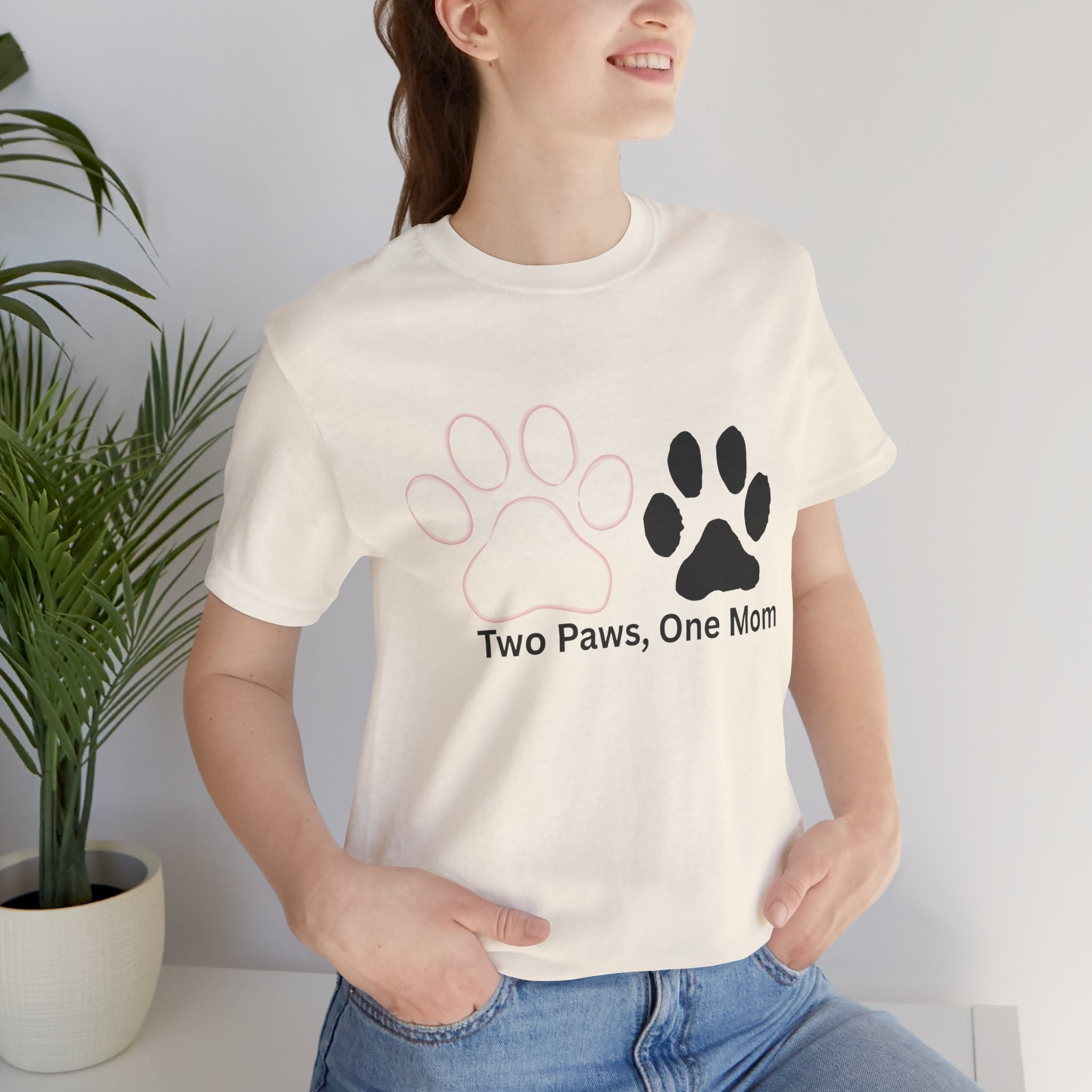 Two Paws, One Mom T-Shirt – Cute Dog Mom Paw Print Tee