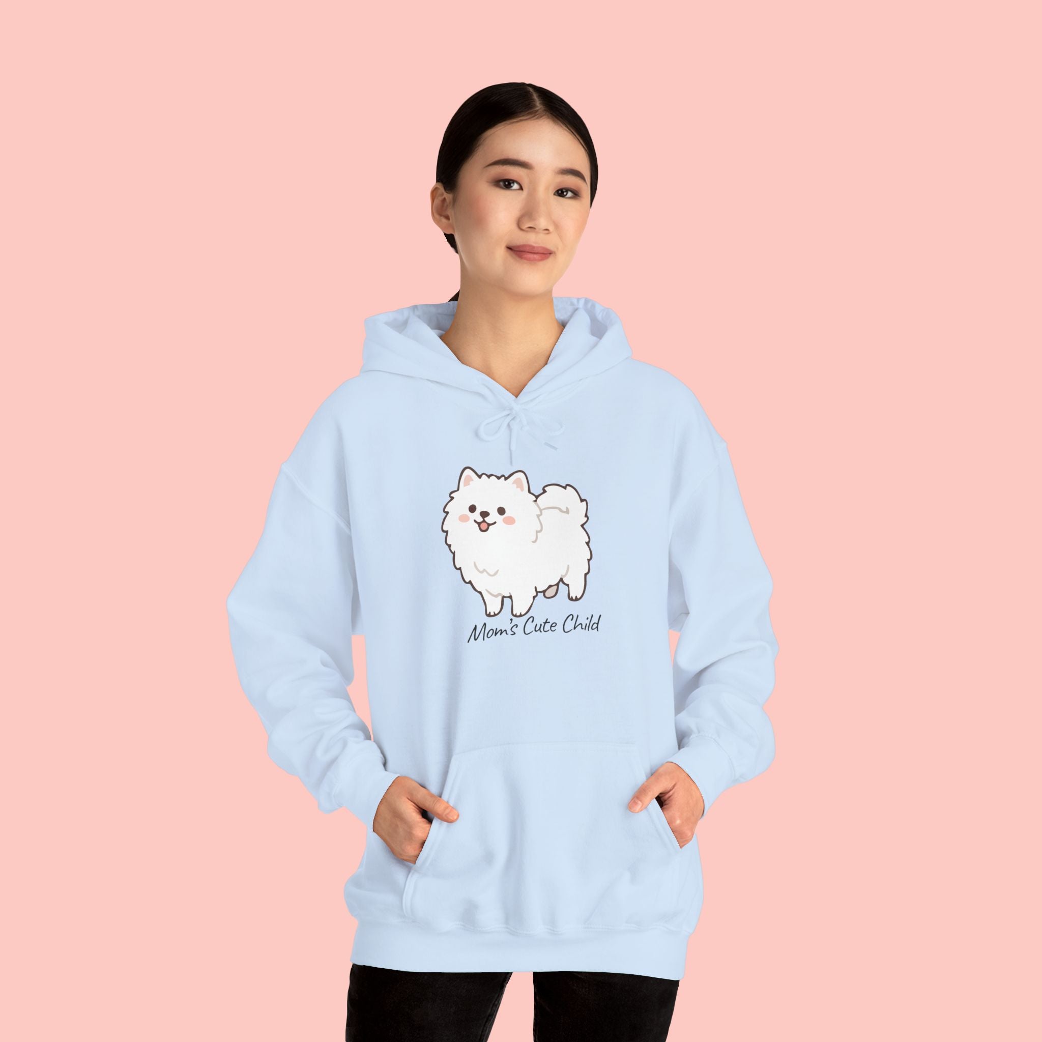 Pomeranian 'Mom's Little Child' Hoodie – Cute White Dog Graphic Pullover