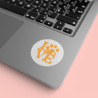 Round Pet Love Sticker Labels — Paw Print "LOVE" Roll