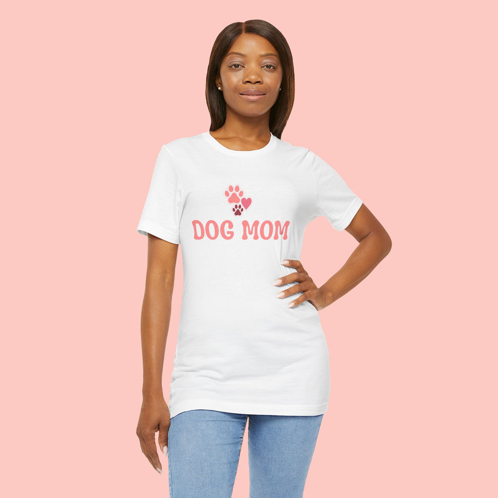 Dog Mom T-Shirt — Pink Paw Graphic Tee for Dog Lovers