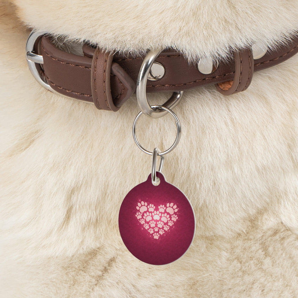 Pet Tag - Heart Paw Love ID Charm (Dog & Cat Collar Name Tag)