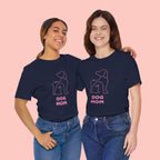 Dog Mom T‑Shirt – Minimal Pink Line Art Dog Tee
