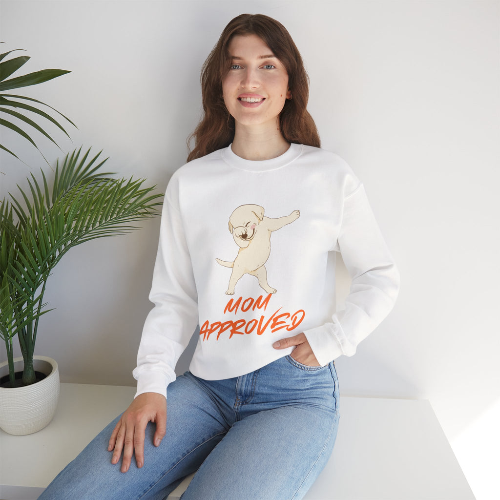 Crewneck Sweatshirt - 'Mom Approved' Dabbing Dog Cute Graphic