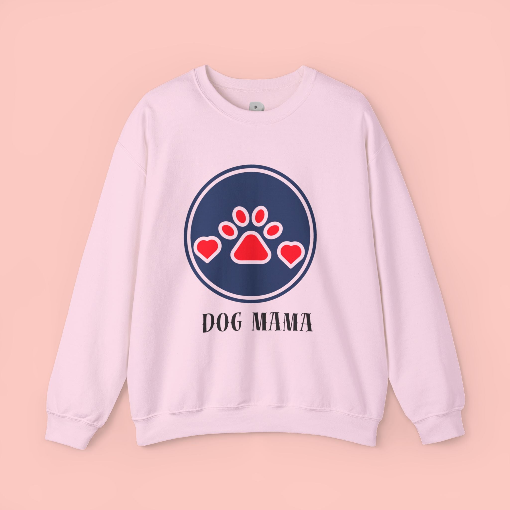 Dog Mama Crewneck Sweatshirt — Paw Print Heart Graphic