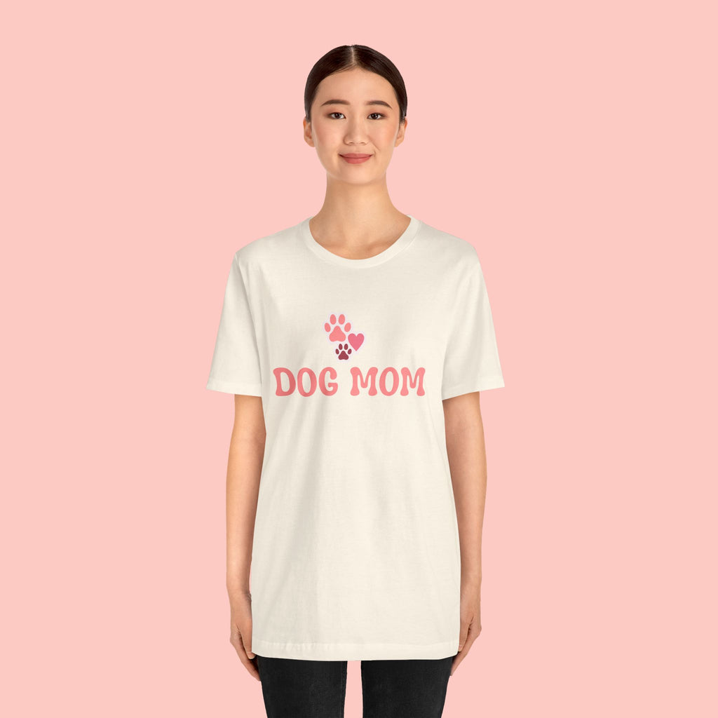 Dog Mom T-Shirt — Pink Paw Graphic Tee for Dog Lovers