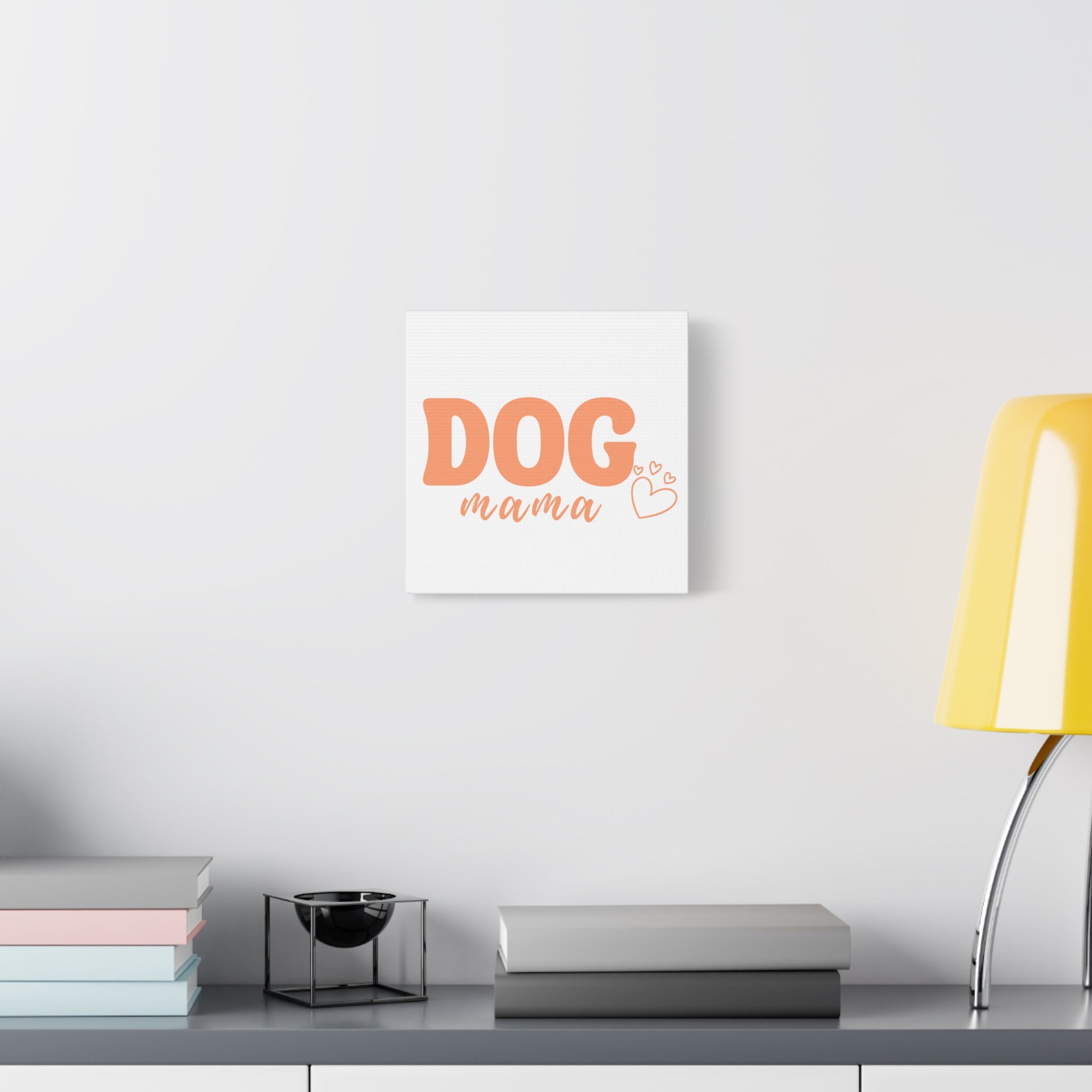 Dog Mama Matte Canvas Wall Art – Peach Script Pet Lover Decor