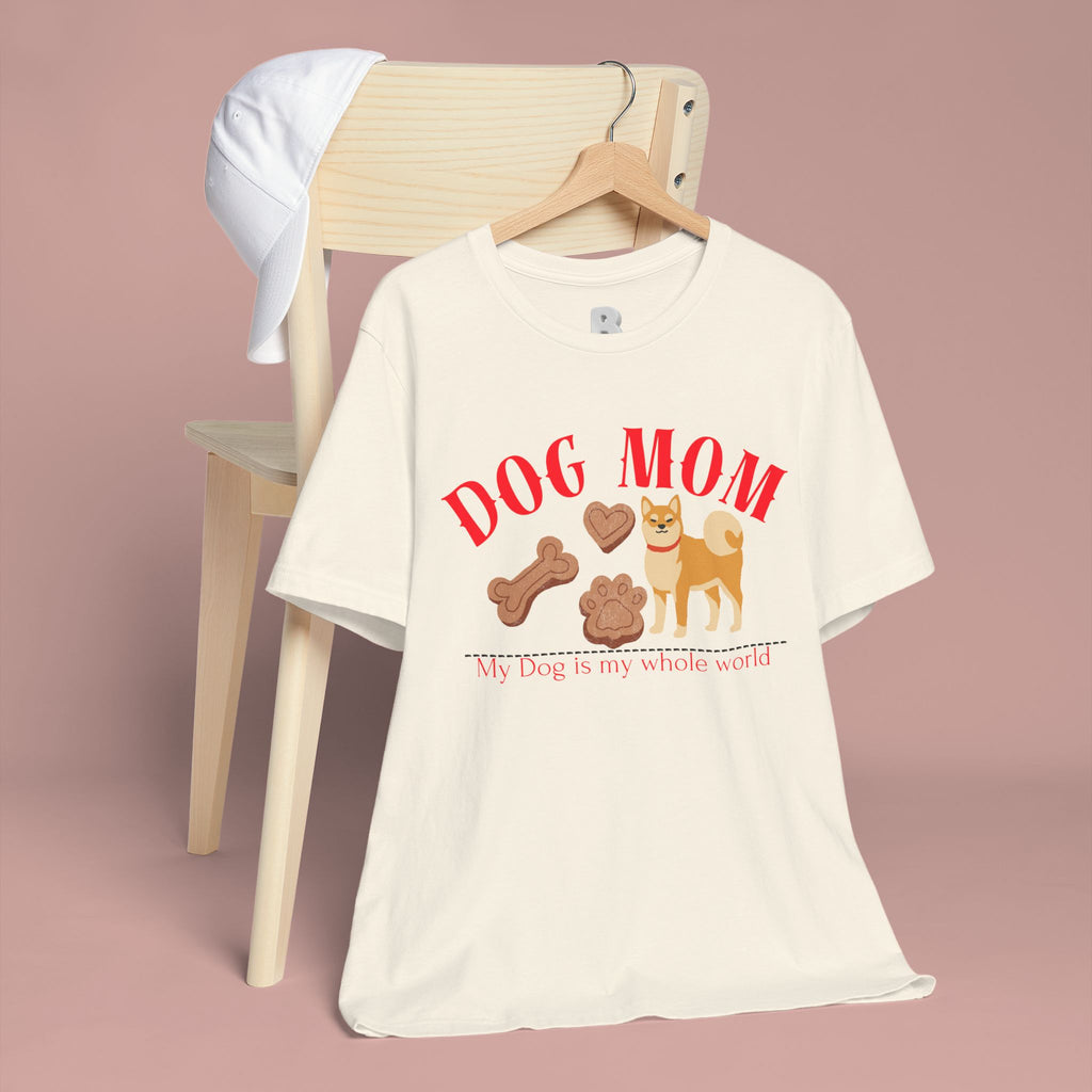 Dog Mom T-Shirt — Cute Shiba & Treats “My Dog Is My Whole World” Tee