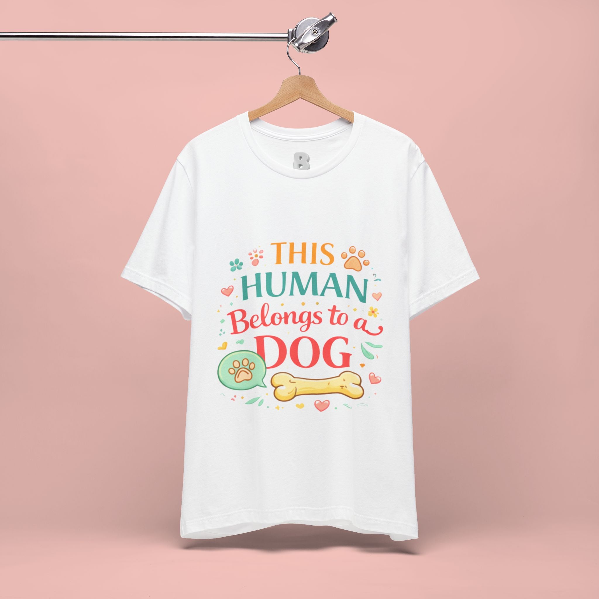 Dog Lover T-Shirt — "This Human Belongs to a Dog" Cute Paw Print Tee