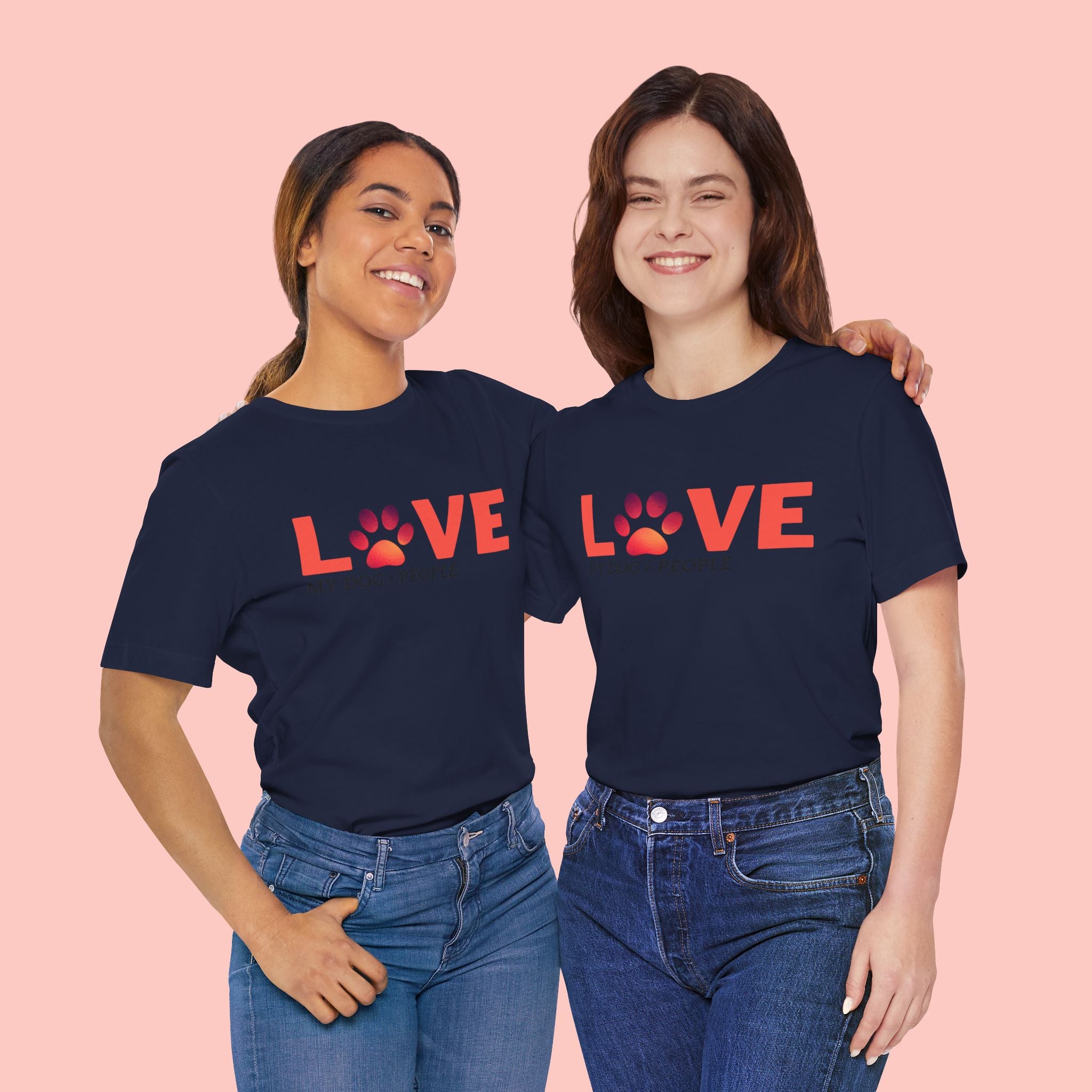 Dog Lover Tee - "LOVE My Dog > People" Paw Print Graphic T-Shirt
