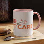 Accent Coffee Mug - "Growing Hair I Don't Care" Floral Script Coffee Mug