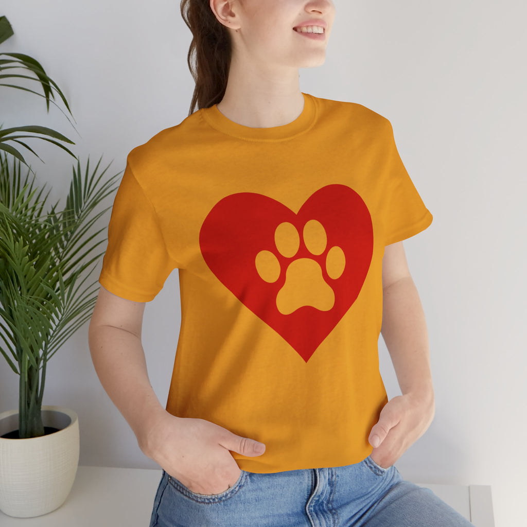 Pet Lover T-Shirt — Red Heart Paw Print Tee